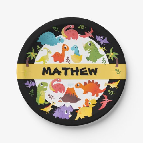 Personalized Dinosaur Paper Plates