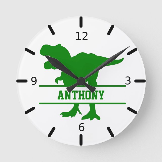 Personalized Dinosaur Round Clock (Front)
