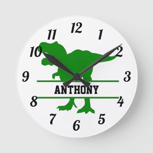 Personalized Dinosaur Round Clock