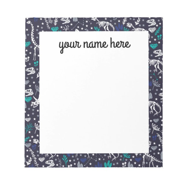 Personalized Dinosaur Skeletons Notepad (Front)