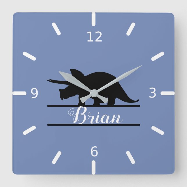 Personalized Dinosaur Square Wall Clock (Front)
