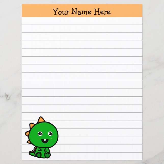 Personalized Dinosaur Stationery (Front)