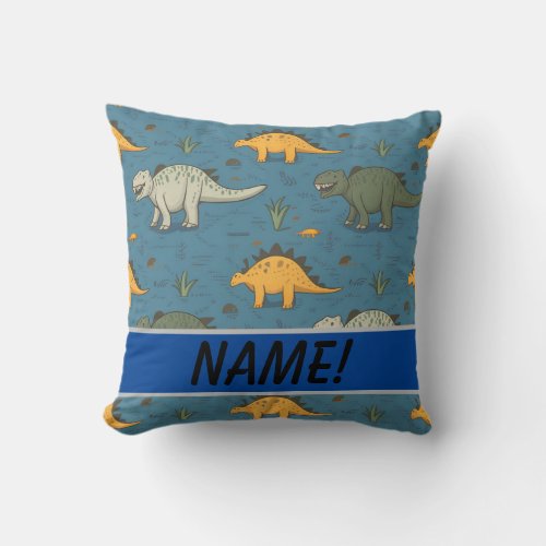 Personalized dinosaur t rex pattern throw pillow