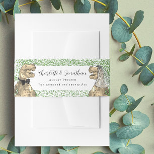 Personalized Dinosaur Theme Wedding Invitation Belly Band