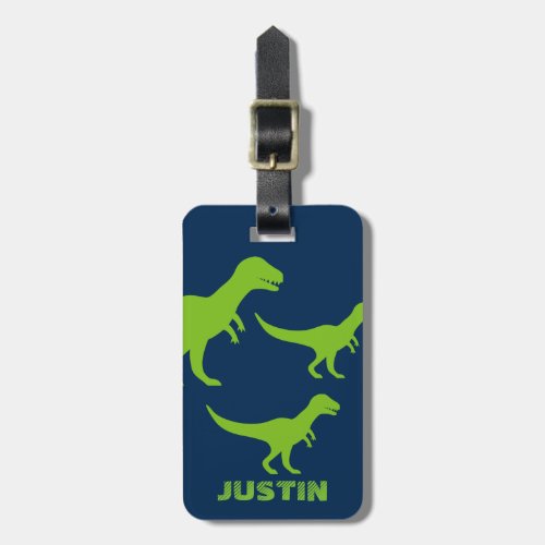 Personalized dinosaur travel luggage tag for kids
