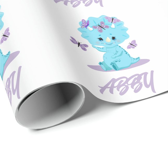 Personalized Dinosaur Wrapping Paper (Roll Corner)