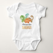 Personalized Dinosaurs Baby Shower Baby Bodysuit (Front)