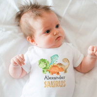 Personalized Dinosaurs Baby Shower Baby Bodysuit