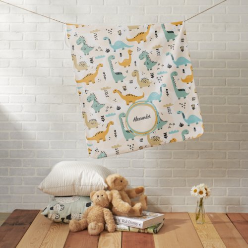Personalized Dinosaurs Boy Baby Blanket