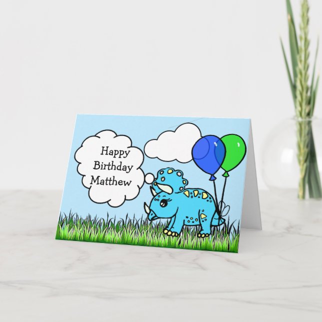 Personalized Dinosaurs Boy's Birthday Card (Front)