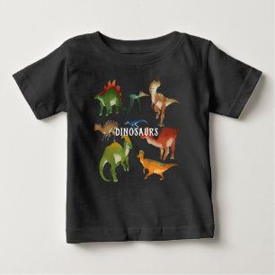 Personalized Dinosaurs Cute colors brown black Baby T-Shirt