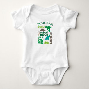 Personalized Dinosaurs Rock Quote Baby Shower Gift Bodysuit