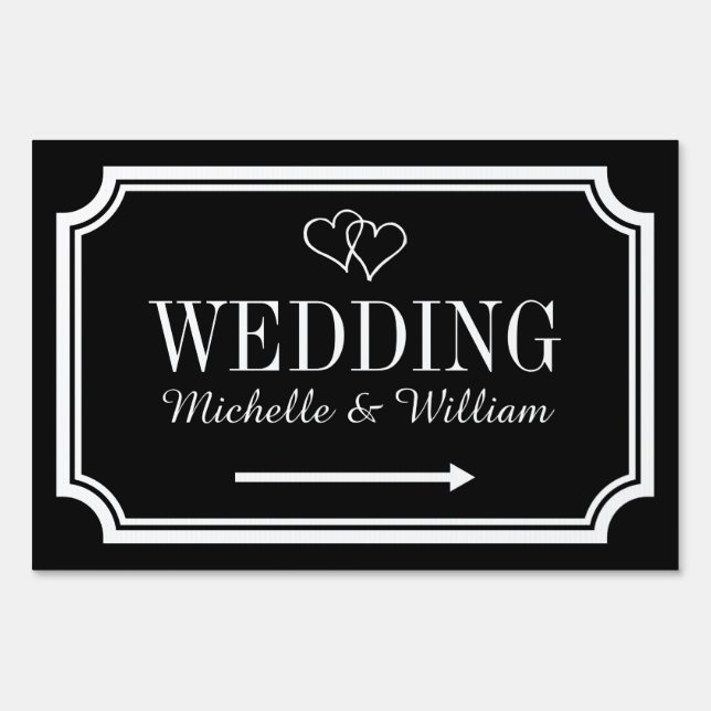 Personalized directional signage wedding yard sign (Front)