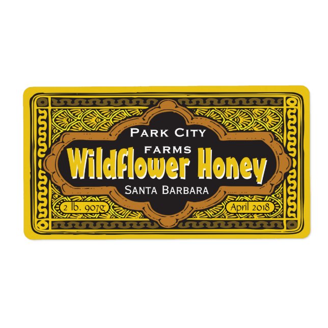 Personalized Dirigible Honey Jar Label (Front)