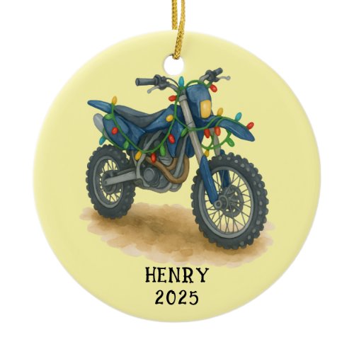 Personalized Dirt Bike Christmas Motorcycle Boys Ceramic Ornament