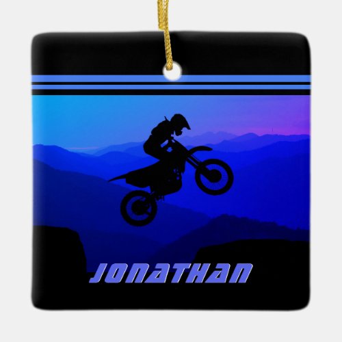 Personalized Dirt Bike Motocross Christmas Ceramic Ornament