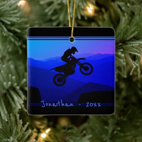 Personalized Dirt Bike Motocross Christmas Ceramic Ornament