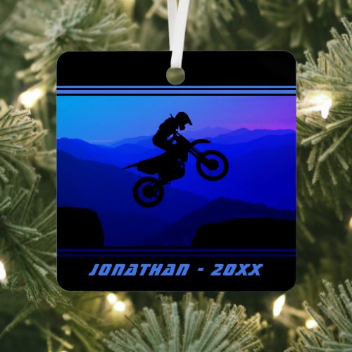 Personalized Dirt Bike Motocross Christmas Metal Ornament