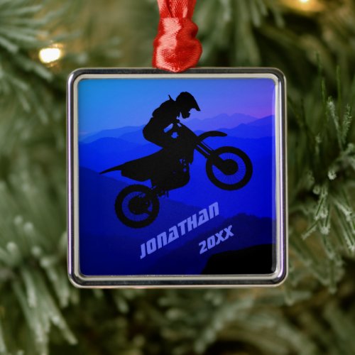 Personalized Dirt Bike Motocross Christmas Metal Ornament