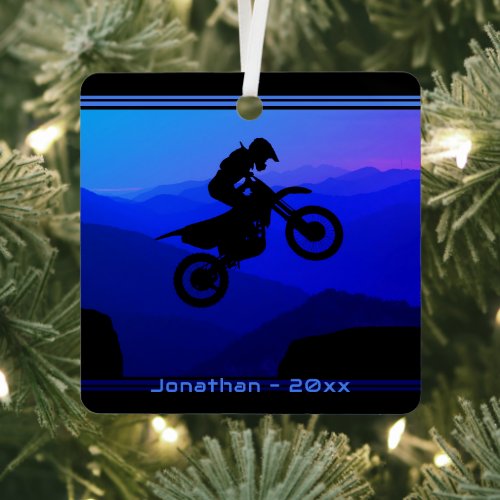 Personalized Dirt Bike Motocross Christmas Metal Ornament