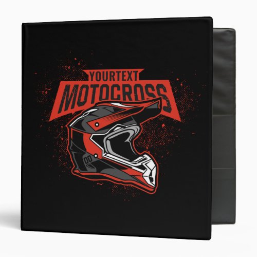 Personalized Dirt Bike Motocross Racing Helmet   3 Ring Binder