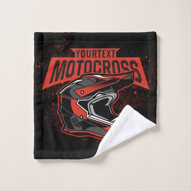Personalized Dirt Bike Motocross Racing Helmet     Bath Towel Set (Wash Cloth)