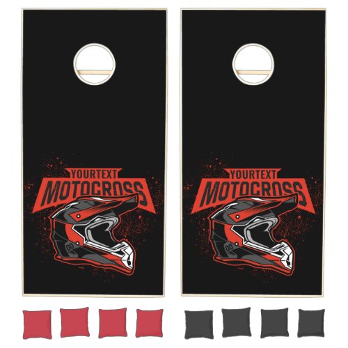 Personalized Dirt Bike Motocross Racing Helmet   Cornhole Set