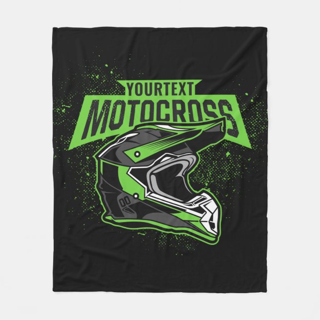 Personalized Dirt Bike Motocross Racing Helmet     Fleece Blanket (Front)