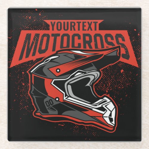 Personalized Dirt Bike Motocross Racing Helmet  Glass Coaster
