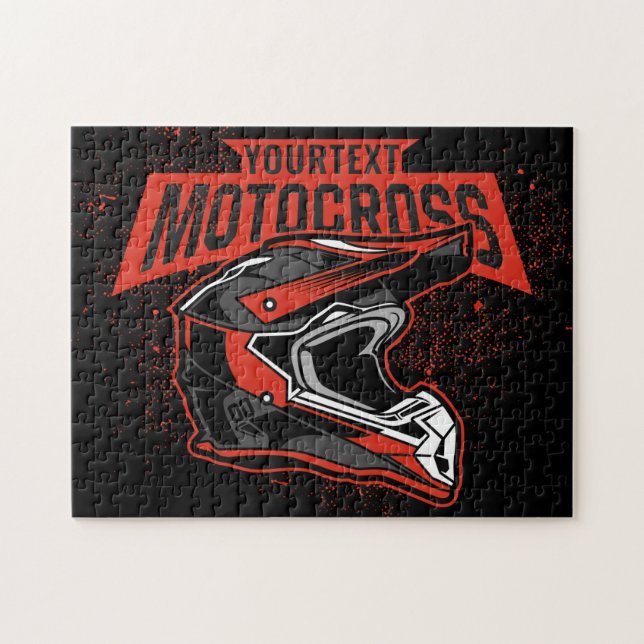 Personalized Dirt Bike Motocross Racing Helmet  Jigsaw Puzzle (Horizontal)