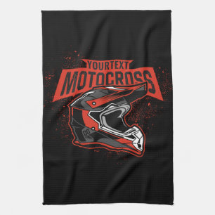 Personalized Dirt Bike Motocross Racing Helmet Kitchen Towel