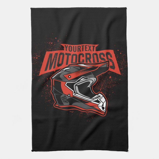 Personalized Dirt Bike Motocross Racing Helmet     Kitchen Towel (Vertical)