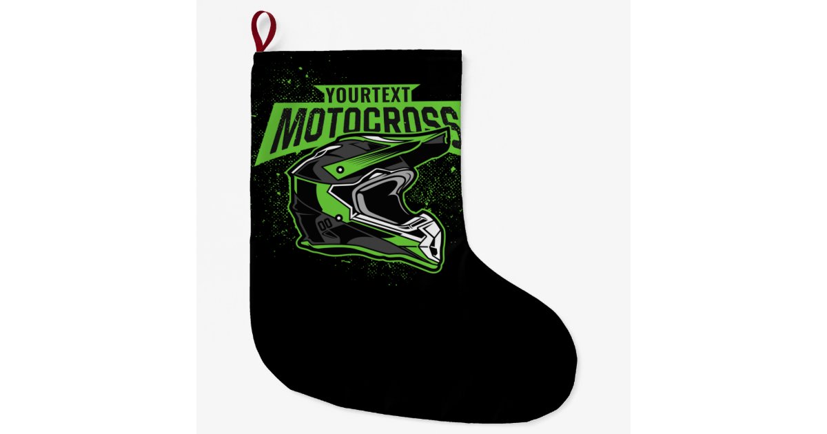 Personalized Dirt Bike Motocross Racing Helmet Large Christmas Stocking