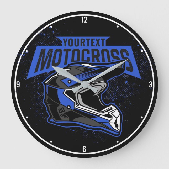 Personalized Dirt Bike Motocross Racing Helmet  Large Clock (Front)