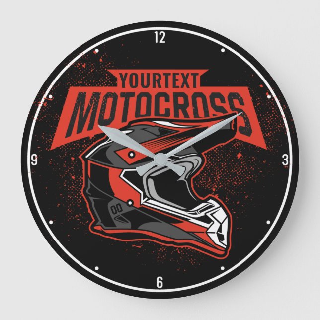 Personalized Dirt Bike Motocross Racing Helmet  Large Clock (Front)