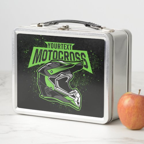 Personalized Dirt Bike Motocross Racing Helmet  Metal Lunch Box