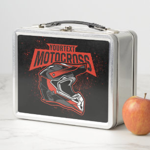 Personalized Dirt Bike Motocross Racing Helmet Metal Lunch Box