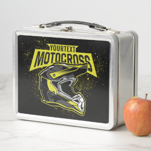 Personalized Dirt Bike Motocross Racing Helmet Metal Lunch Box