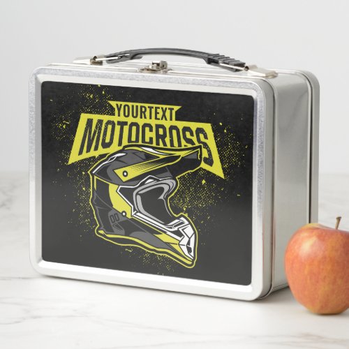 Personalized Dirt Bike Motocross Racing Helmet   Metal Lunch Box