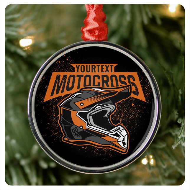 Personalized Dirt Bike Motocross Racing Helmet   Metal Ornament (Creator Uploaded)
