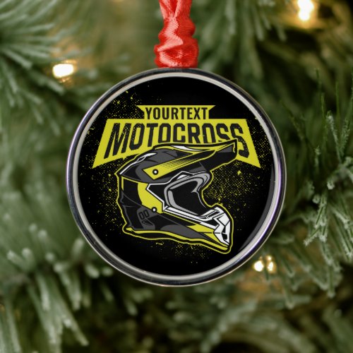 Personalized Dirt Bike Motocross Racing Helmet   Metal Ornament