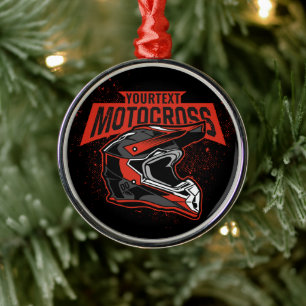 Personalized Dirt Bike Motocross Racing Helmet Metal Ornament