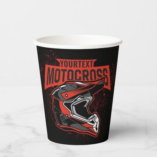 Personalized Dirt Bike Motocross Racing Helmet Paper Cups (Front)