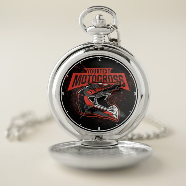 Personalized Dirt Bike Motocross Racing Helmet   Pocket Watch (Inside)