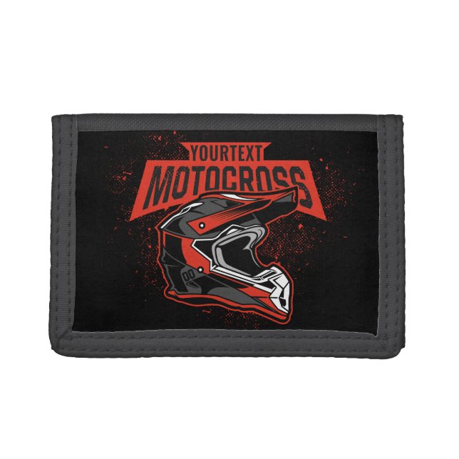Personalized Dirt Bike Motocross Racing Helmet  Trifold Wallet (Front)