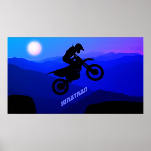 Personalized Dirt Bike Night Ride Motocross Poster