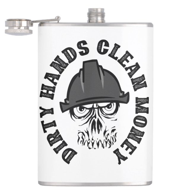 Personalized Dirty Hands Clean Money Flask (Opened)