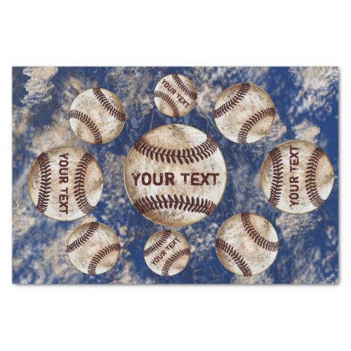 Personalized Dirty Vintage Baseball Tissue Paper