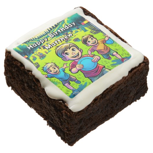 Personalized Disc Golf Boy's Birthday Brownie (Angled)