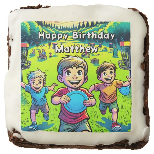 Personalized Disc Golf Boy's Birthday Brownie (Front)
